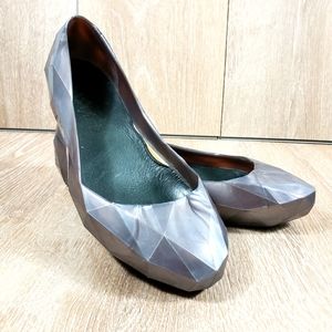 United Nude Hybrid Flats Silver Futuristic Jelly Pumps Size 7.5!